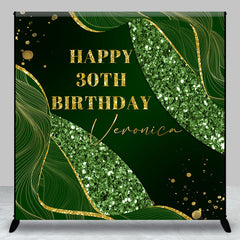 Lofaris Custom Green Gold Line Sequin 30th Birthday Backdrop
