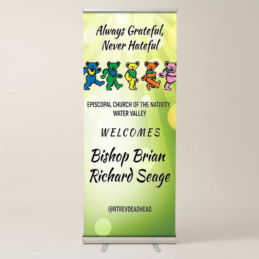 Lofaris Custom Green Holy Bokeh Bear Retractable Banner