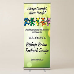 Lofaris Custom Green Holy Bokeh Bear Retractable Banner