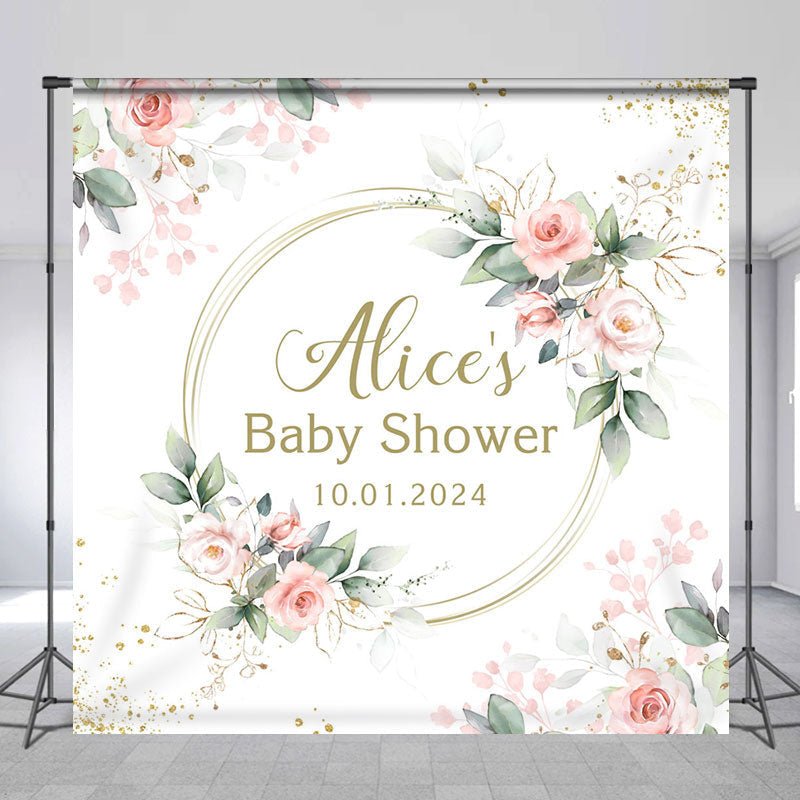 Lofaris Custom Green Leaf Floral Spring Baby Shower Backdrop