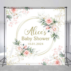 Lofaris Custom Green Leaf Floral Spring Baby Shower Backdrop