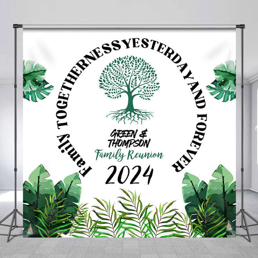 Lofaris Custom Green Monstera 2024 Family Reunion Backdrop