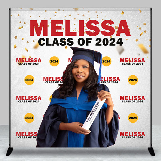 Lofaris Custom Grey Red Step And Repeat Graduation Backdrop