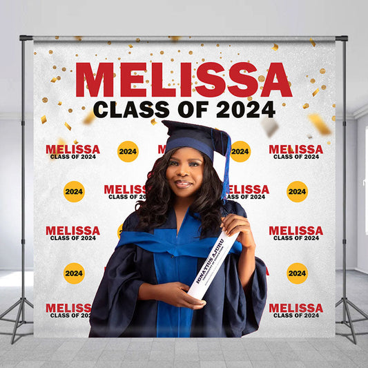 Lofaris Custom Grey Red Step And Repeat Graduation Backdrop