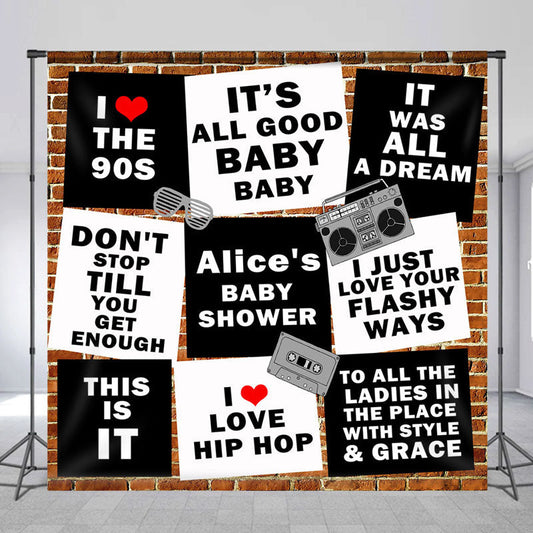 Lofaris Custom Hip Hop Brick Wall 90s Baby Shower Backdrop