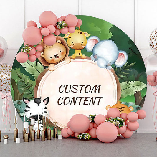 Lofaris Custom Jungle Animals Round Baby Shower Backdrop