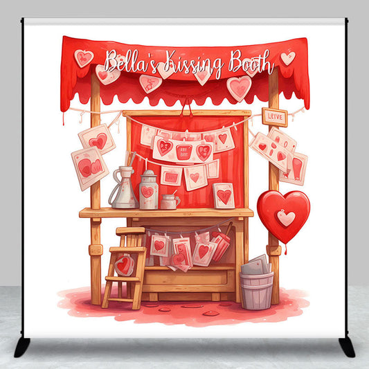 Lofaris Custom Kissing Booth Hearts Valentines Day Backdrop