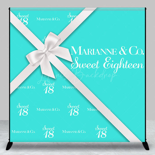 Lofaris Custom Lake Blue Gift Box Sweet 18 Birthday Backdrop