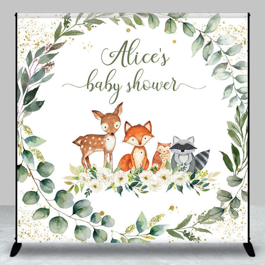Lofaris Custom Leaves Safari Animals Baby Shower Backdrop
