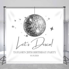 Lofaris Custom Lets Disco Silver Ball 20th Birthday Backdrop