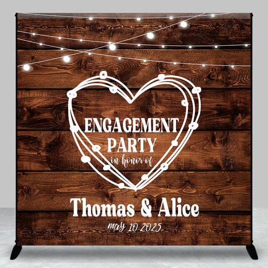 Lofaris Custom Light Stripe Rustic Engagement Party Backdrop
