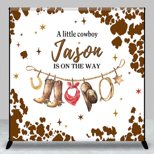Lofaris Custom Little Cowboy On The Way Baby Shower Backdrop