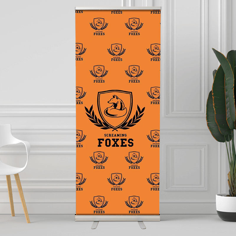 Lofaris Custom Logo Repeat Orange Retractable Business Banner