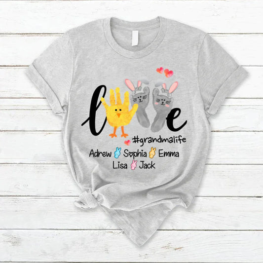 Lofaris Custom Love Grandma Life Hand Easter Day T-Shirt