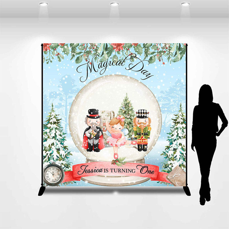 Lofaris Custom Magical Winter Crystal Ball Birthday Backdrop