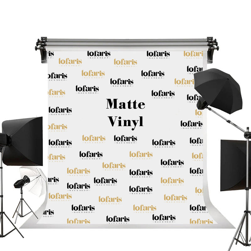 Lofaris Custom Matte Vinyl Party Backdrop with Photo Text