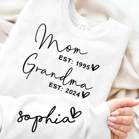 Lofaris Custom Mom Grandma Est With Kids Name Sweatshirt