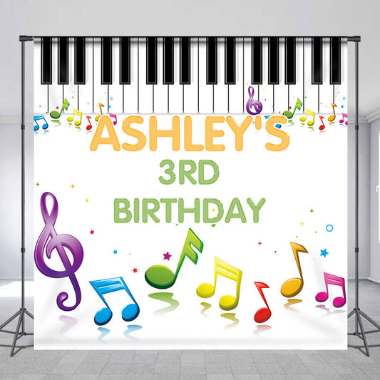 Lofaris Custom Music Piano Birthday Backdrop for Kids