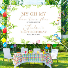 Lofaris Custom My Oh Leaf Bird Backdrop for 1st Birthday