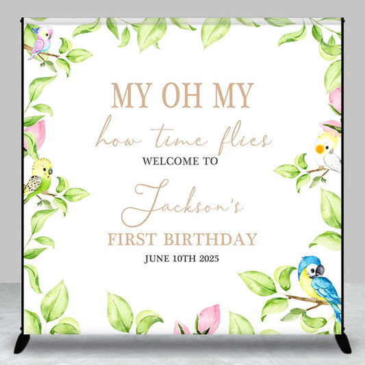 Lofaris Custom My Oh Leaf Bird Backdrop for 1st Birthday