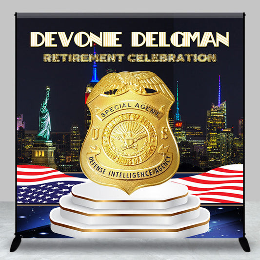 Lofaris Custom Name American Flag Retirement Backdrop