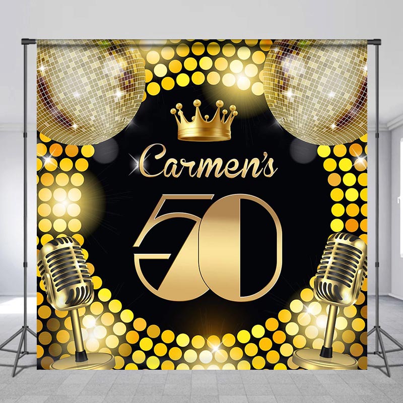 Lofaris Custom Name Ballroom Style 50th Birthday Backdrop