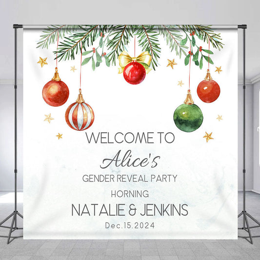 Lofaris Custom Name Bauble Christmas Gender Reveal Backdrop