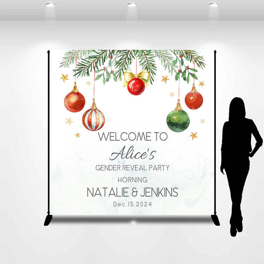 Lofaris Custom Name Bauble Christmas Gender Reveal Backdrop