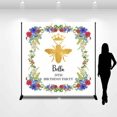 Lofaris Custom Name Bee Floral 30th Birthday Party Backdrop