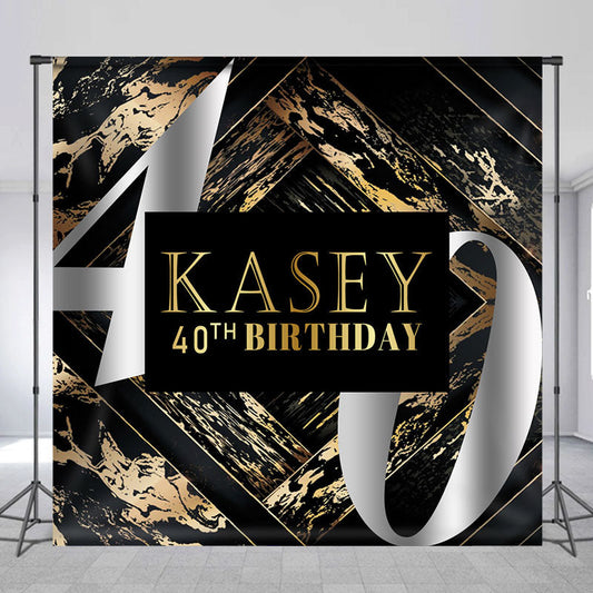 Lofaris Custom Name Black And Gold 40th Birthday Backdrop