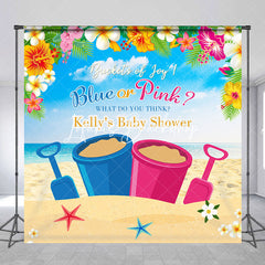 Lofaris Custom Name Blue Or Pink Sand Baby Shower Backdrop
