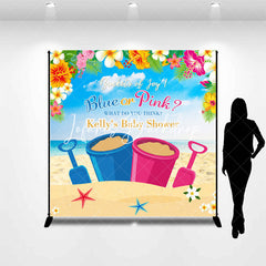 Lofaris Custom Name Blue Or Pink Sand Baby Shower Backdrop