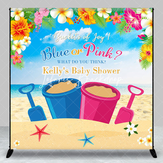 Lofaris Custom Name Blue Or Pink Sand Baby Shower Backdrop