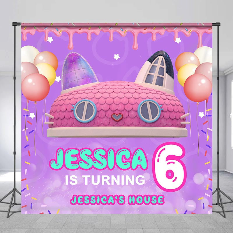 Lofaris Custom Name Candy Balloons 6th Birthday Backdrop