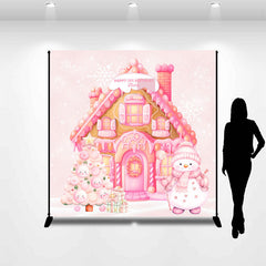Lofaris Custom Name Candy Pink House 1st Birthday Backdrop