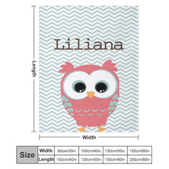 Lofaris Custom Name Cartoon Owl Chevron Pattern Blanket