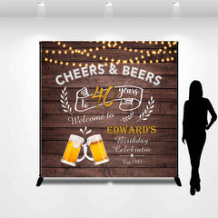 Lofaris Custom Name Cheers Beers Wood 40th Birthday Backdrop