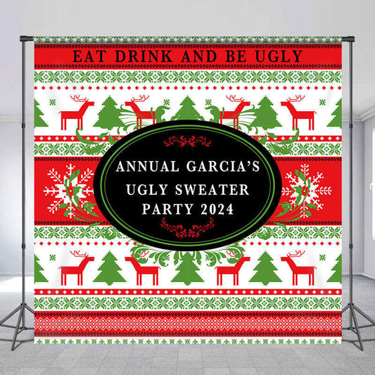 Lofaris Custom Name Christmas Sweater Texture Party Backdrop