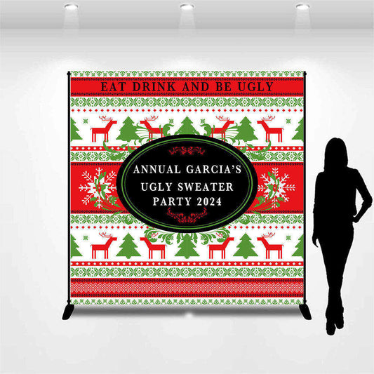 Lofaris Custom Name Christmas Sweater Texture Party Backdrop