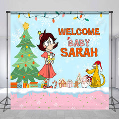 Lofaris Custom Name Christmas Tree Snowy Birthday Backdrop