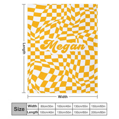 Lofaris Custom Name Classy Yellow Contort Checkered Blanket
