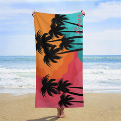 Lofaris Custom Name Coconut Tree Summer Sunset Beach Towel