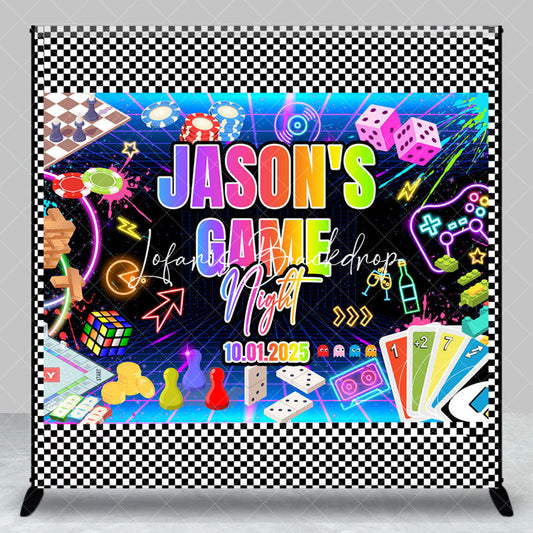 Lofaris Custom Name Colorful Neon Game Night Party Backdrop