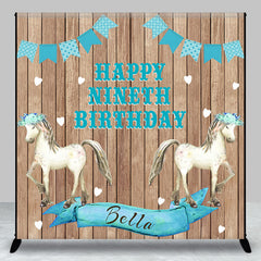 Lofaris Custom Name Cowgirl Horse Happy 9th Birthday Backdrop