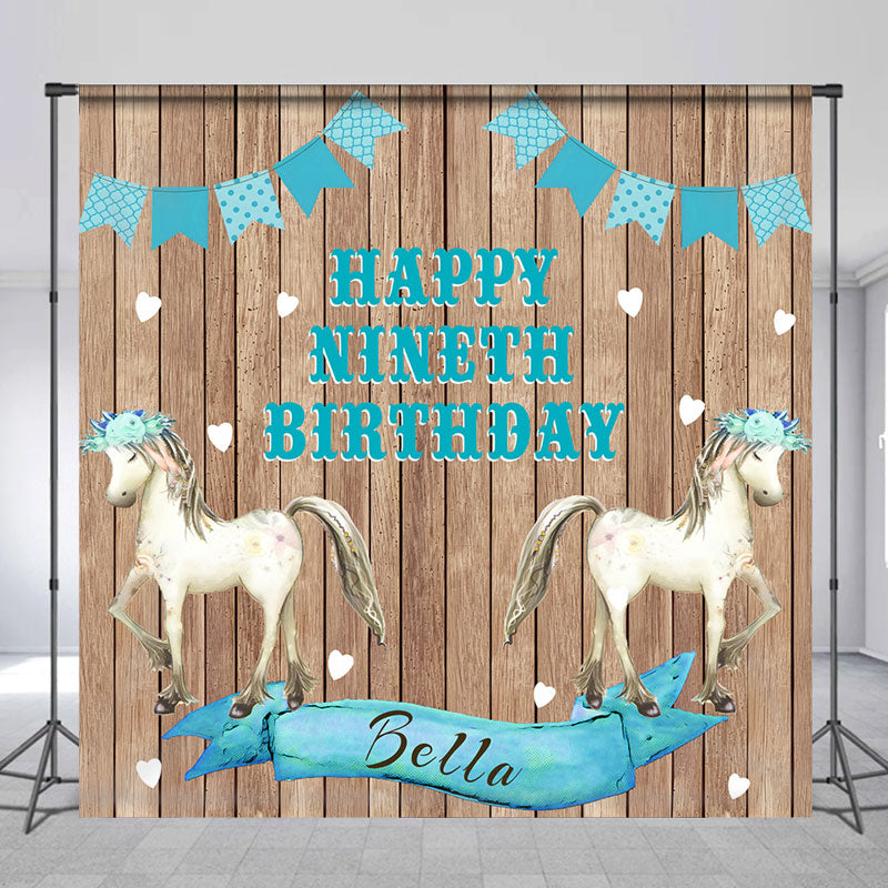 Lofaris Custom Name Cowgirl Horse Happy 9th Birthday Backdrop
