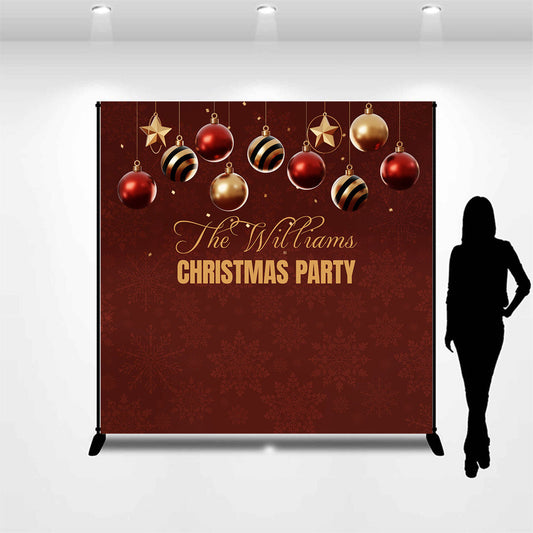 Lofaris Custom Name Dark Red Snowflake Christmas Backdrop