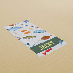 Lofaris Custom Name Fishing Beach Towel For Kids Gifts