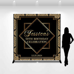 Lofaris Custom Name Gatsby Black Gold 50th Birthday Backdrop
