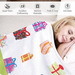 Lofaris Custom Name Gift Box Girl Christmas Blanket