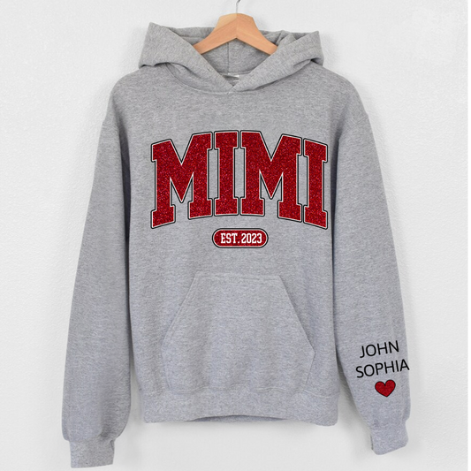 Lofaris Custom Name Glitter Grandma Mimi And Kids Hoodie
